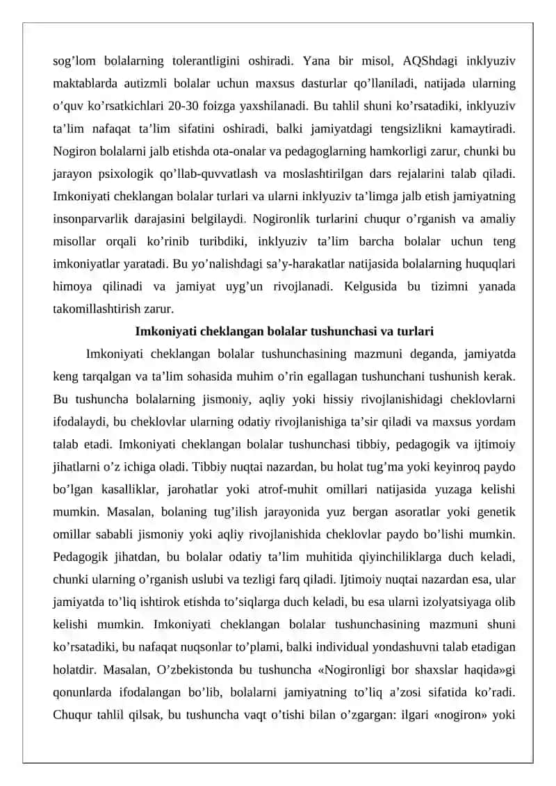 Imkoniyati cheklangan bolalar turlari va ularni inklyuziv ta’limga jalb etish 3