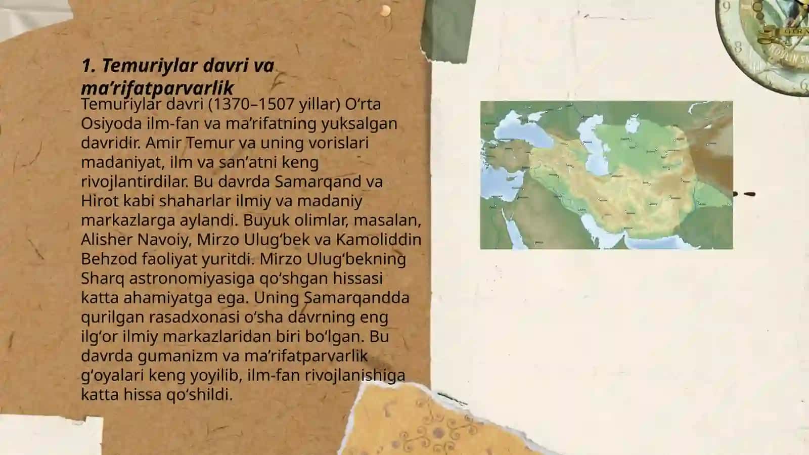 IX-XII asrlarda mamlakatimiz hududida ro‘y bergan madaniy uyg‘onish (Renessans). Buyuk allomalarning jahon sivilizatsiyasiga qo‘shgan hissasi 3