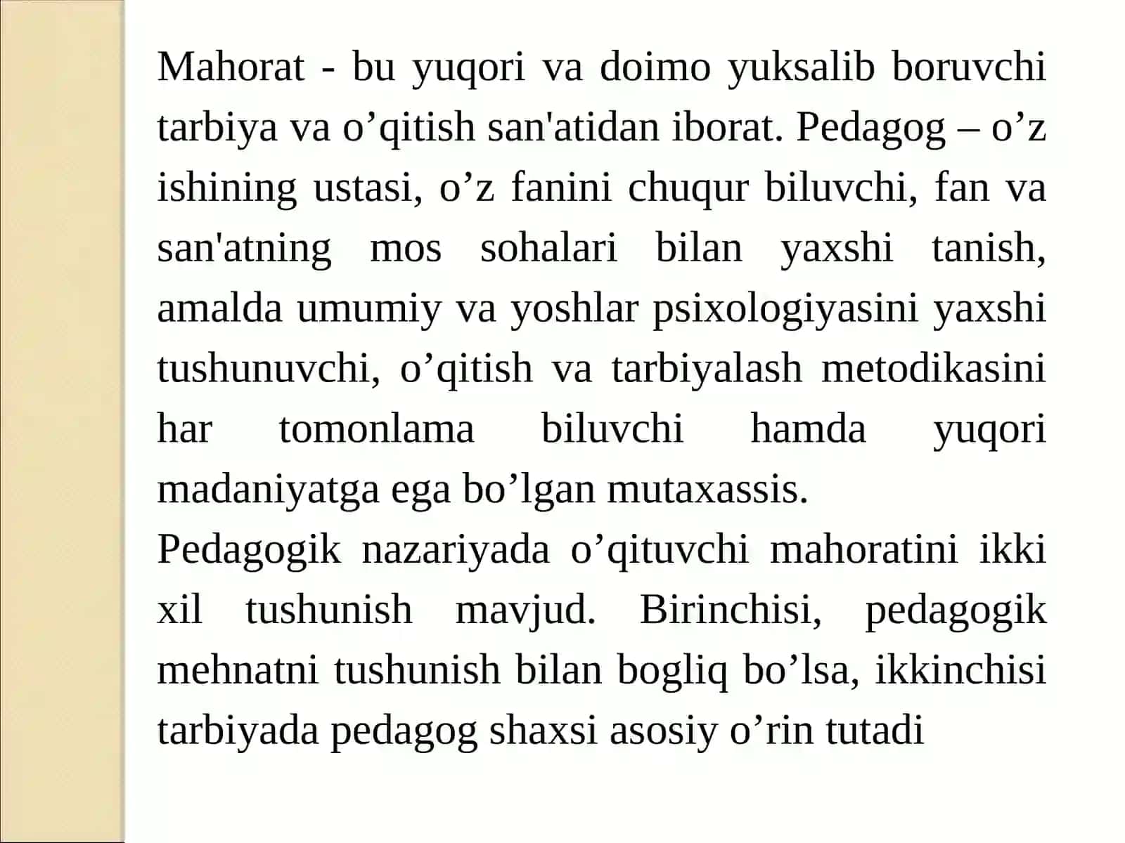 PEDAGOGIK MAHORAT HAQIDA TUSHUNCHA, UNING O‘QITUVCHI FAOLIYATIDAGI O‘RNI VA AHAMIYATI 3