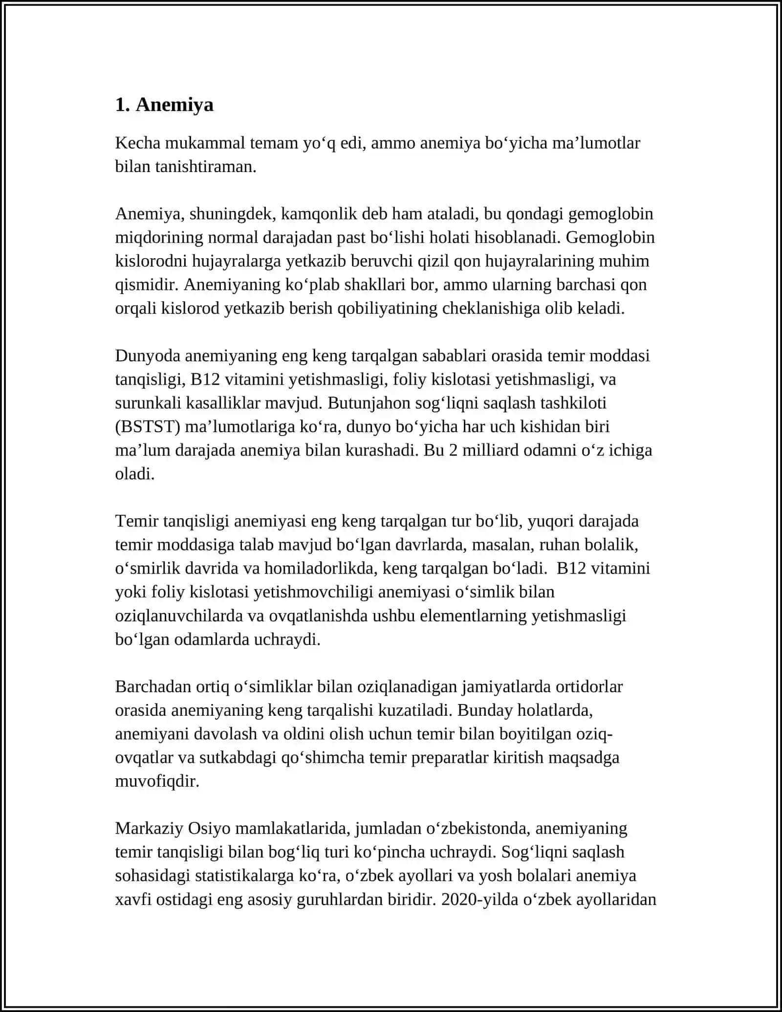 MUSTAQIL ISH Mavzu: GEN KASALIKLARI 3