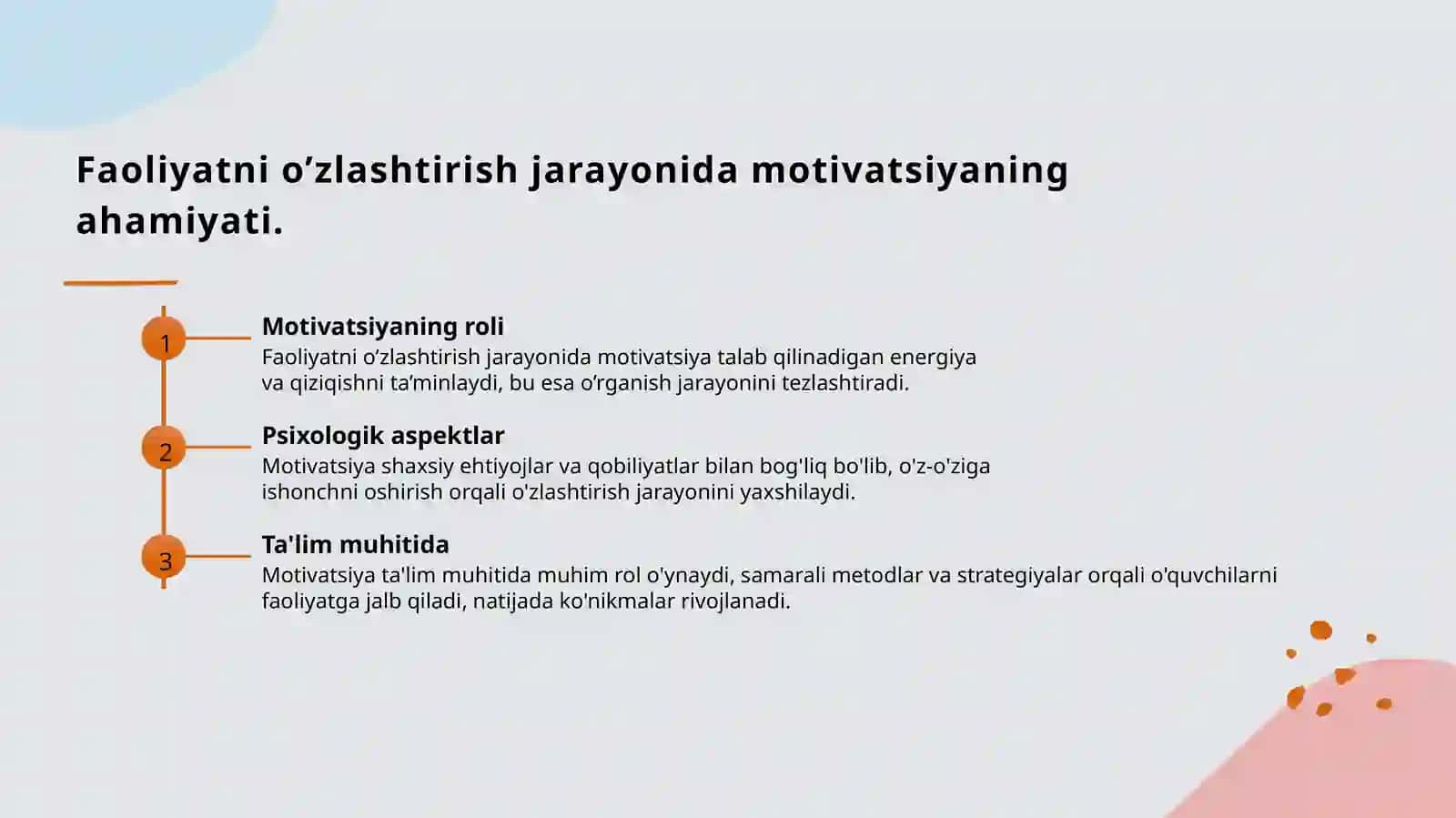 Faoliyatning o’zlashtirilishi va malakalarni egallash. Xorij psixologiyasida motiv va motivatsiya muammosi 3