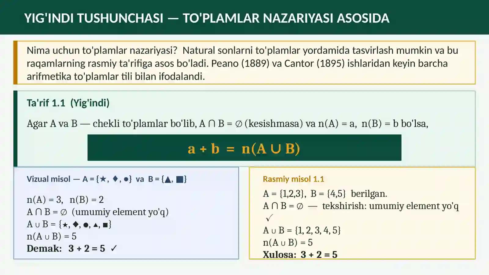 YIG'INDI VA AYIRMANING TA'RIFI, MAVJUDLIGI VA YAGONALIGI 3