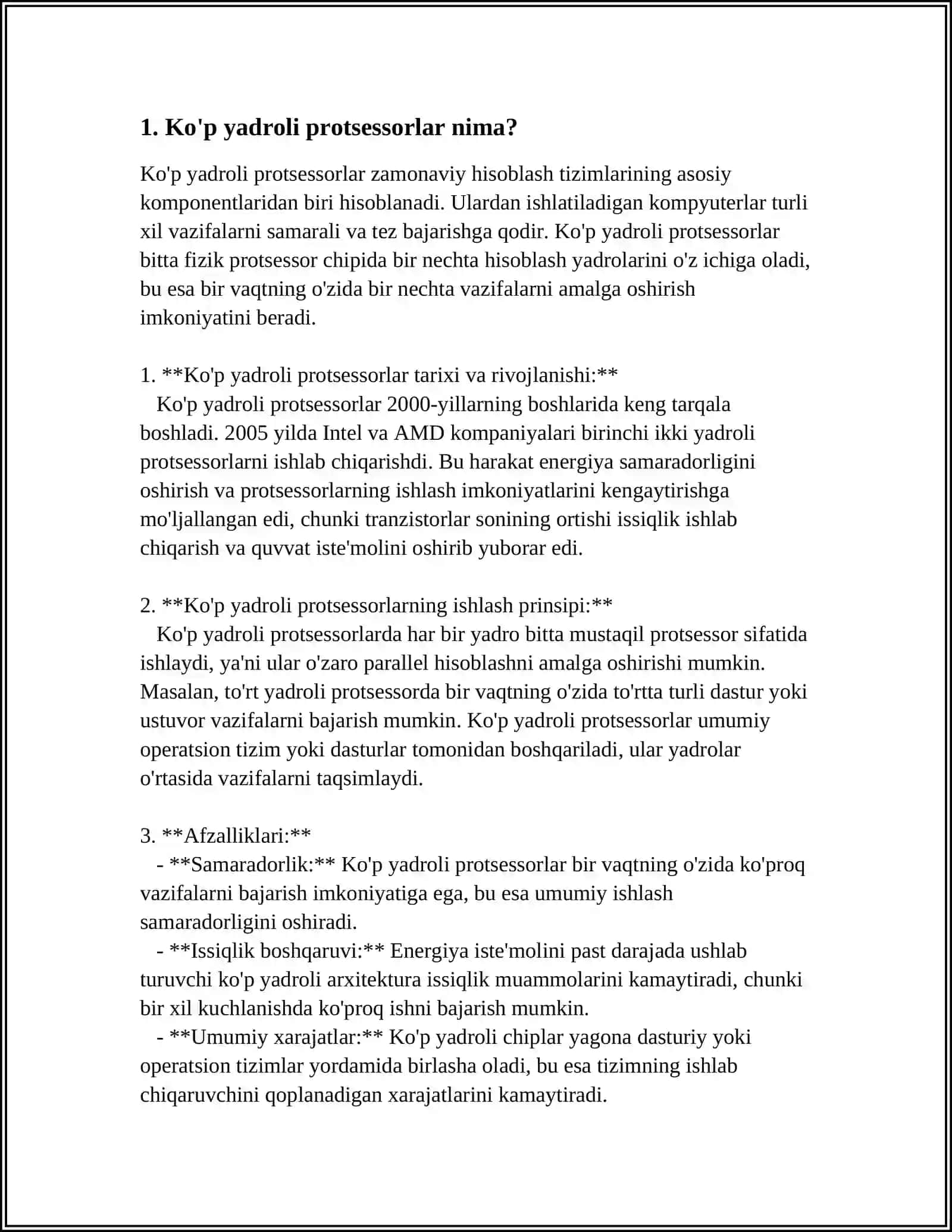 KO‘P YADROLI PROTSESSORLARNING AFZALLIKLARI VA KAMCHILIKLARI 3