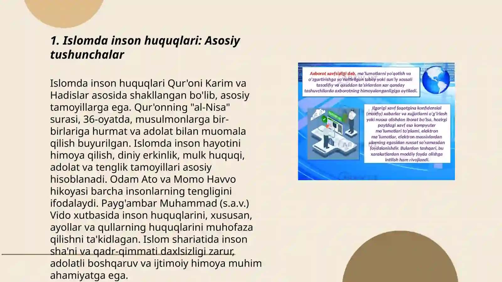 Islomda inson huquqlari himoyasi, ijtimoiy tenglik, adolat va tolerantlik mavzusida taqdimottayyorlash 3