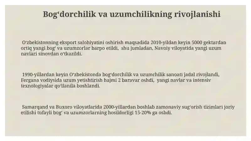 Bogʻdorchilik va uzumchilikning rivojlanishi 3