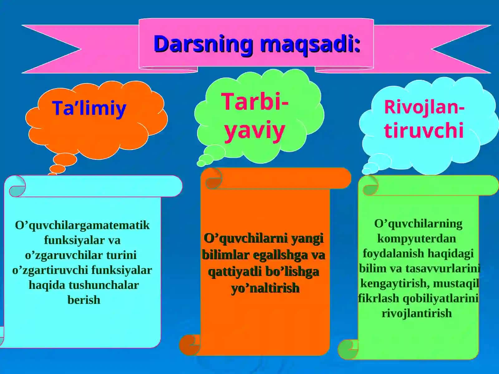 Standart funksiyalar va algebraik ifodalar mavzusini takrorlash 3