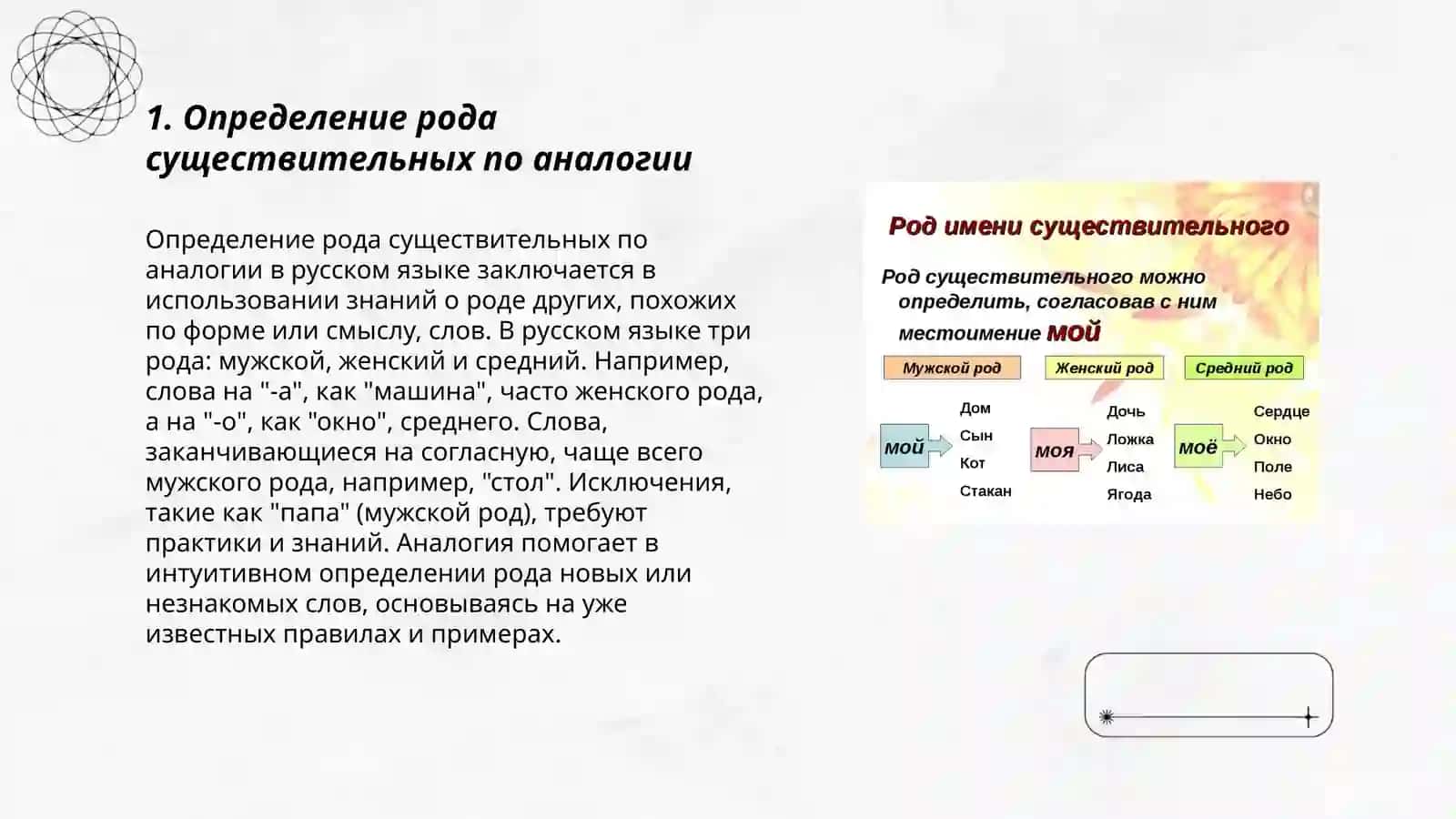 Определение рода имен существительных 3