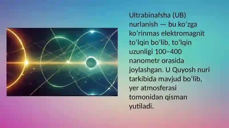Ultrabinafsha nurlanish. Ultrabinafsha nurlanishning tibbiyotda qoʻllanishi 3