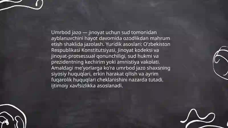 Umrbod ozodlikdan mahrum qilingan mahkumlarning huquqiy holati 3
