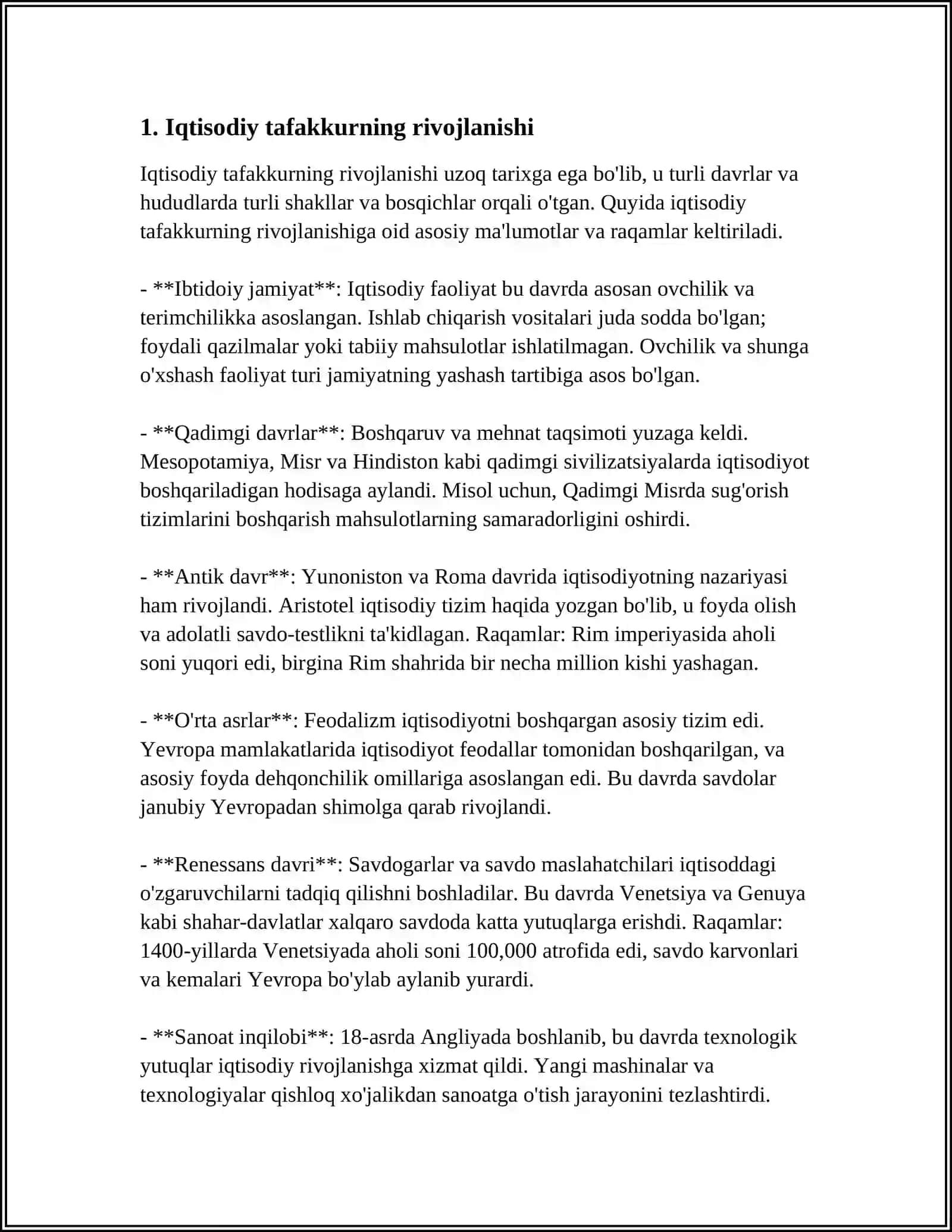 MUSTAQIL ISH Mavzu: IQTISODIY TAʼLIMOTLAR TARIXI 3