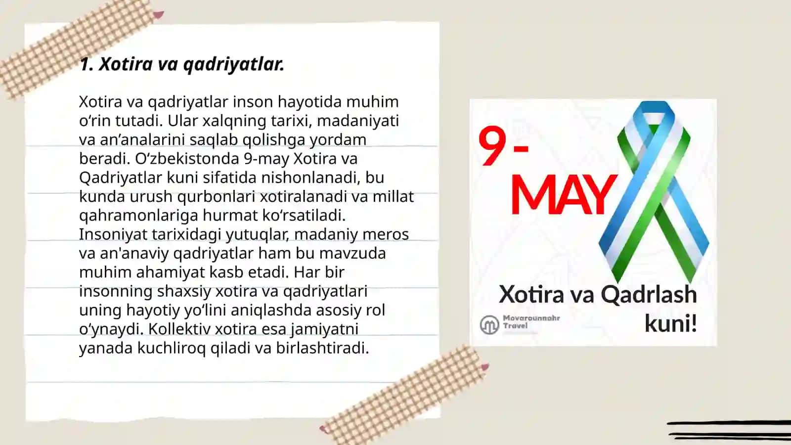 Xotira va Qdriyatlar 3