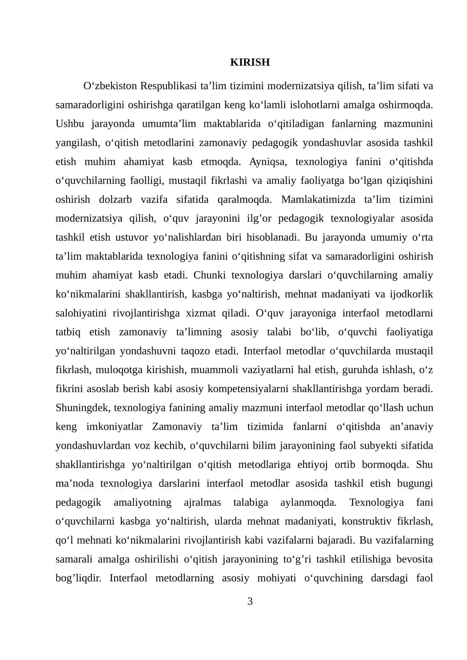 Texnalogiya darslarini interfaol metodlar asosida tashkil etish 3