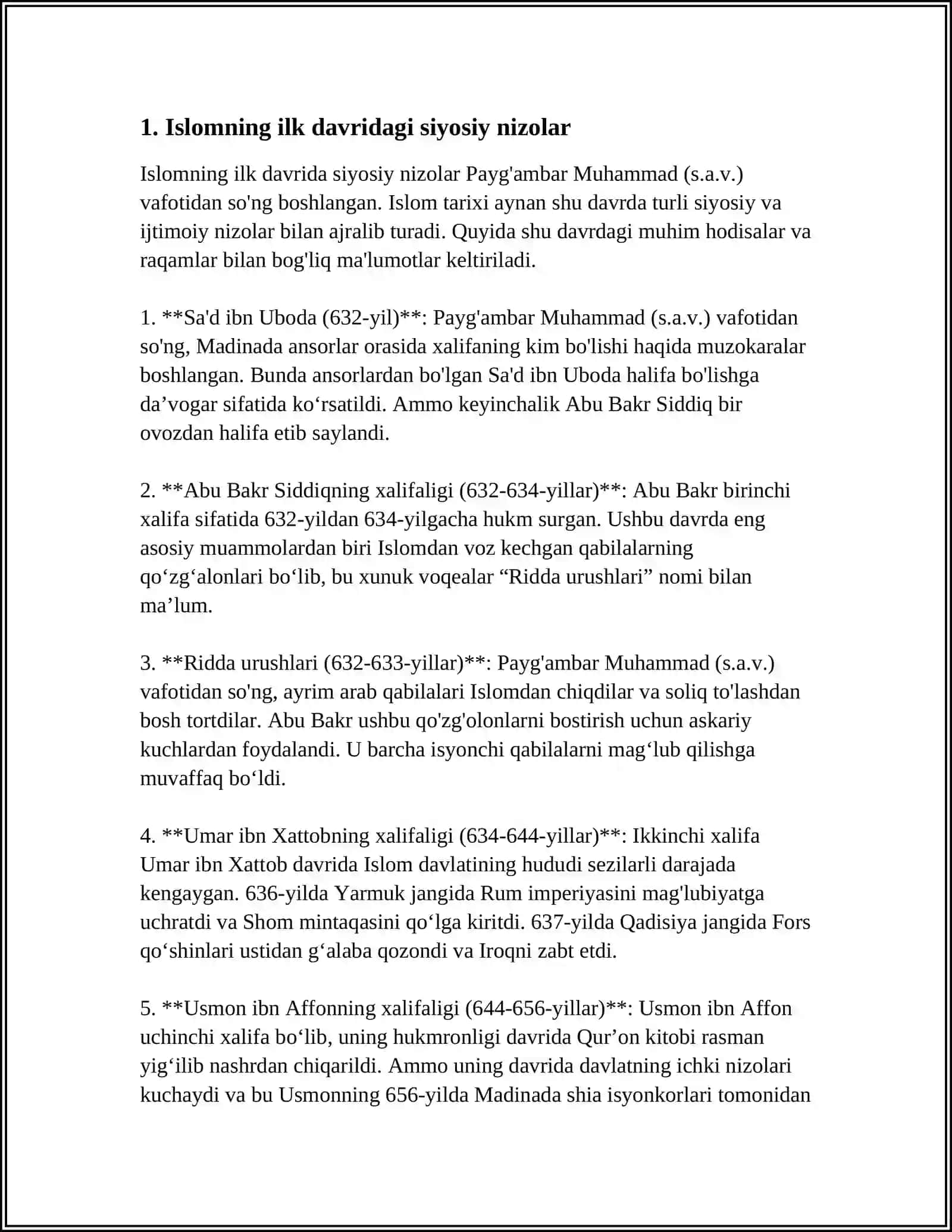 ISLOM OQIMLARI VA YO'NALISHLARINING PAYDO BO'LISHI SABABLARI, E'TIQODIDAGI BO'LINISHLARNING SABABLARI VA OQIBATLARI 3