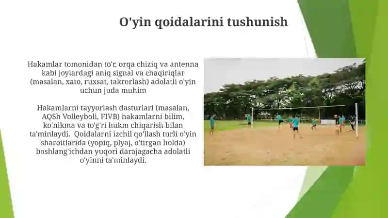 Hakamlar tomonidan to'r, orqa chiziq va antenna kabi joylardagi aniq signal va chaqiriqlar 3