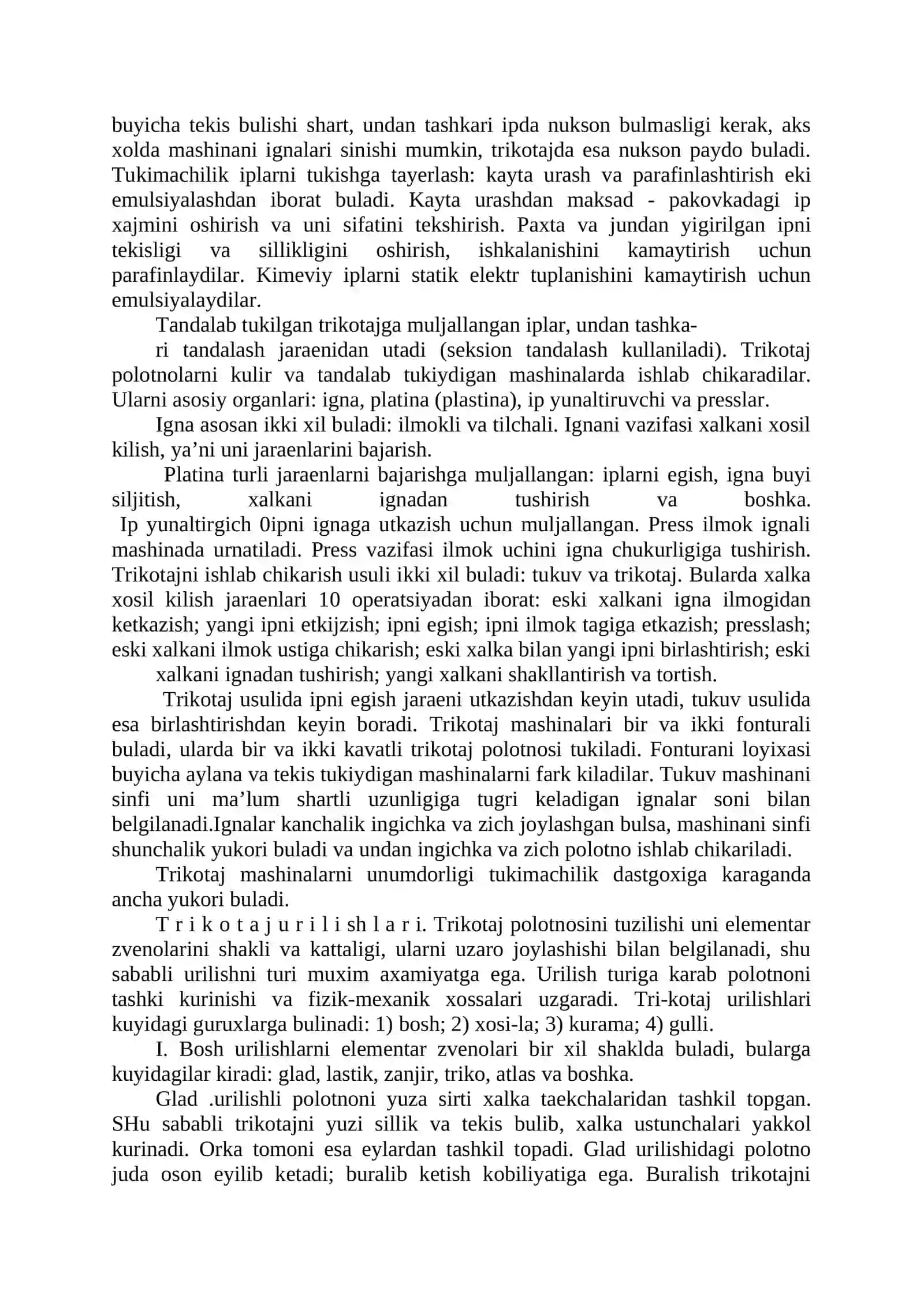 Noto`qima gazlamalar. Trikotaj mahsulotlar 3