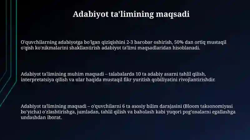 Blum taksonomiyasi va uning adabiyot o‘qitishdagi ahamiyati 3