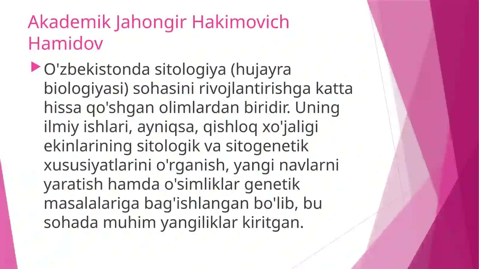 Sitologiya faniga Oʻzbekiston olimlarining qoʻshgan hissasi. 3