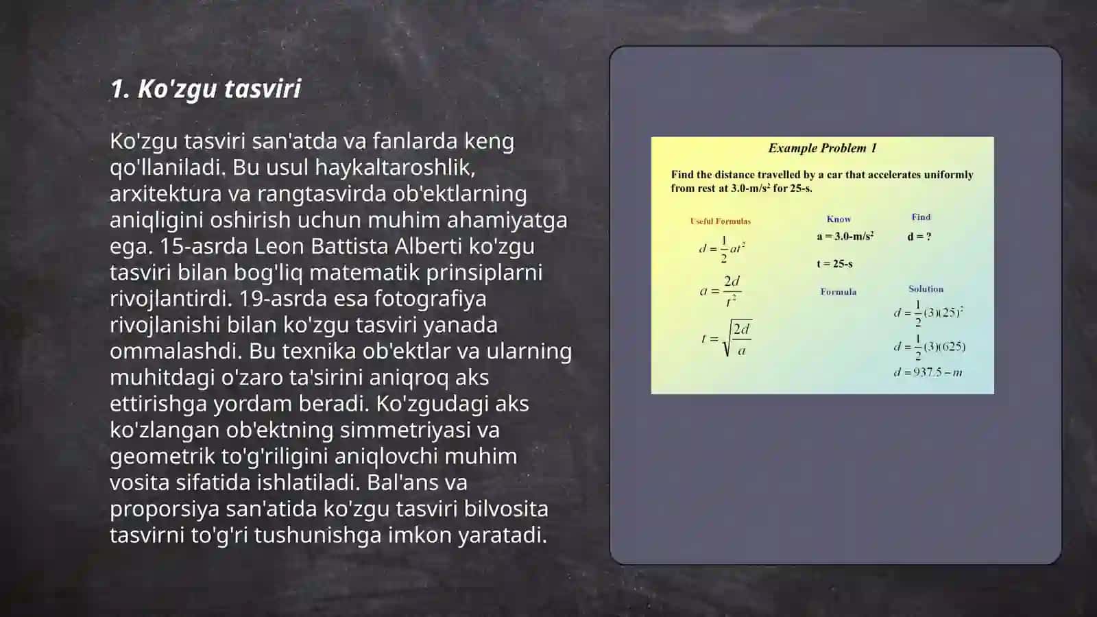 Ko'zgu formulasi( fokusi,fokal masofasi) 3