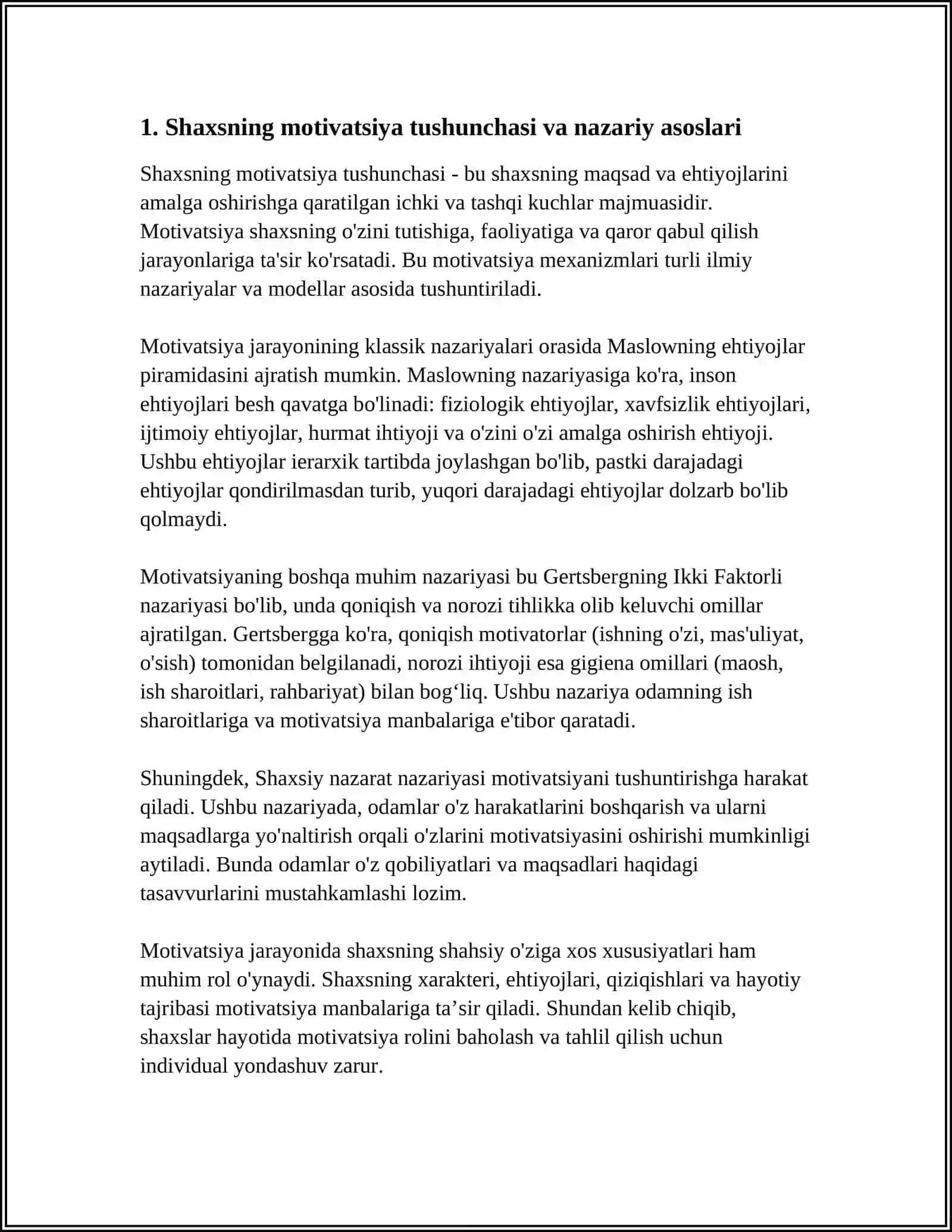 SHAXSNING MOTIVATSIYASI VA UNING PSIXOLOGIK JARAYONLARGA TA’SIRI 3