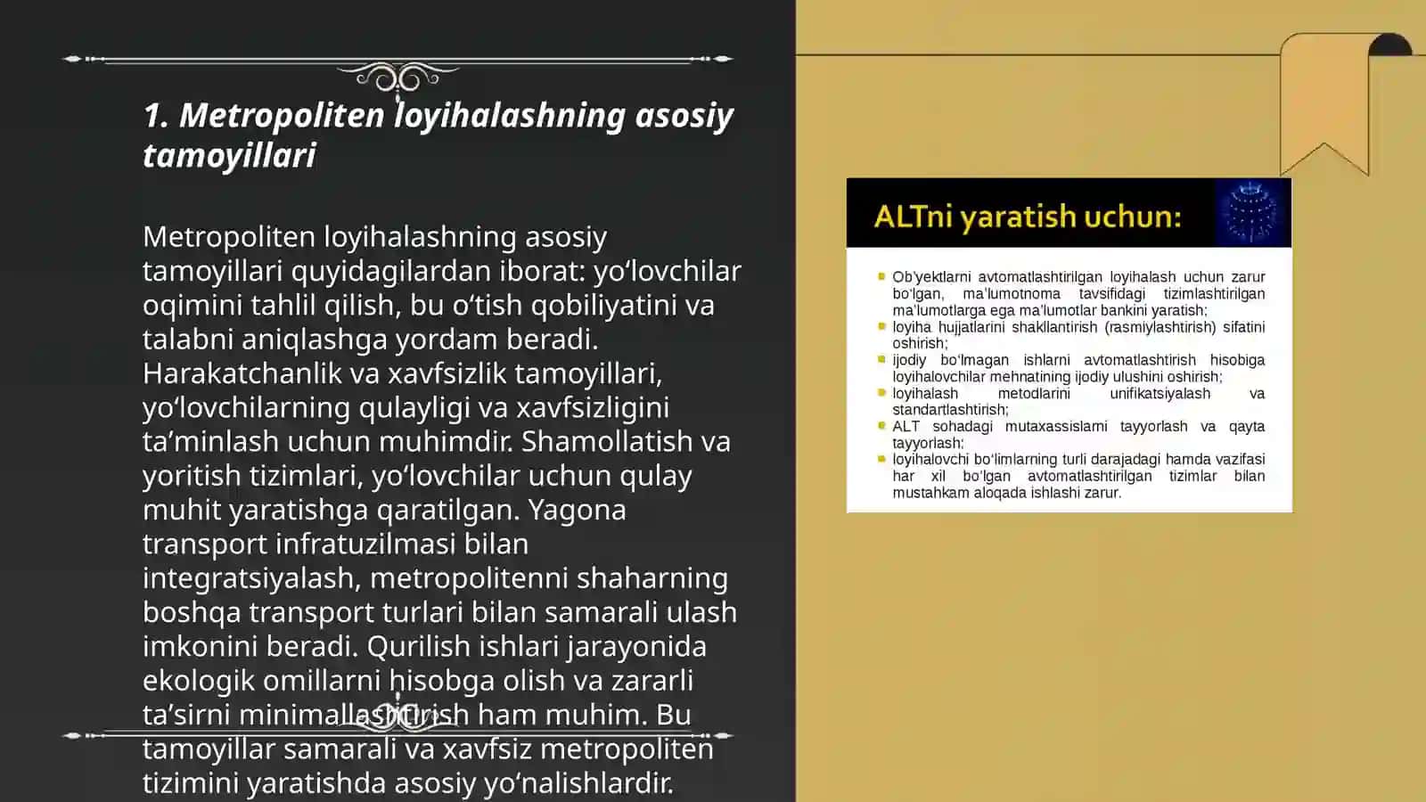 Metropoliten yónalishlarini loyihalash 3