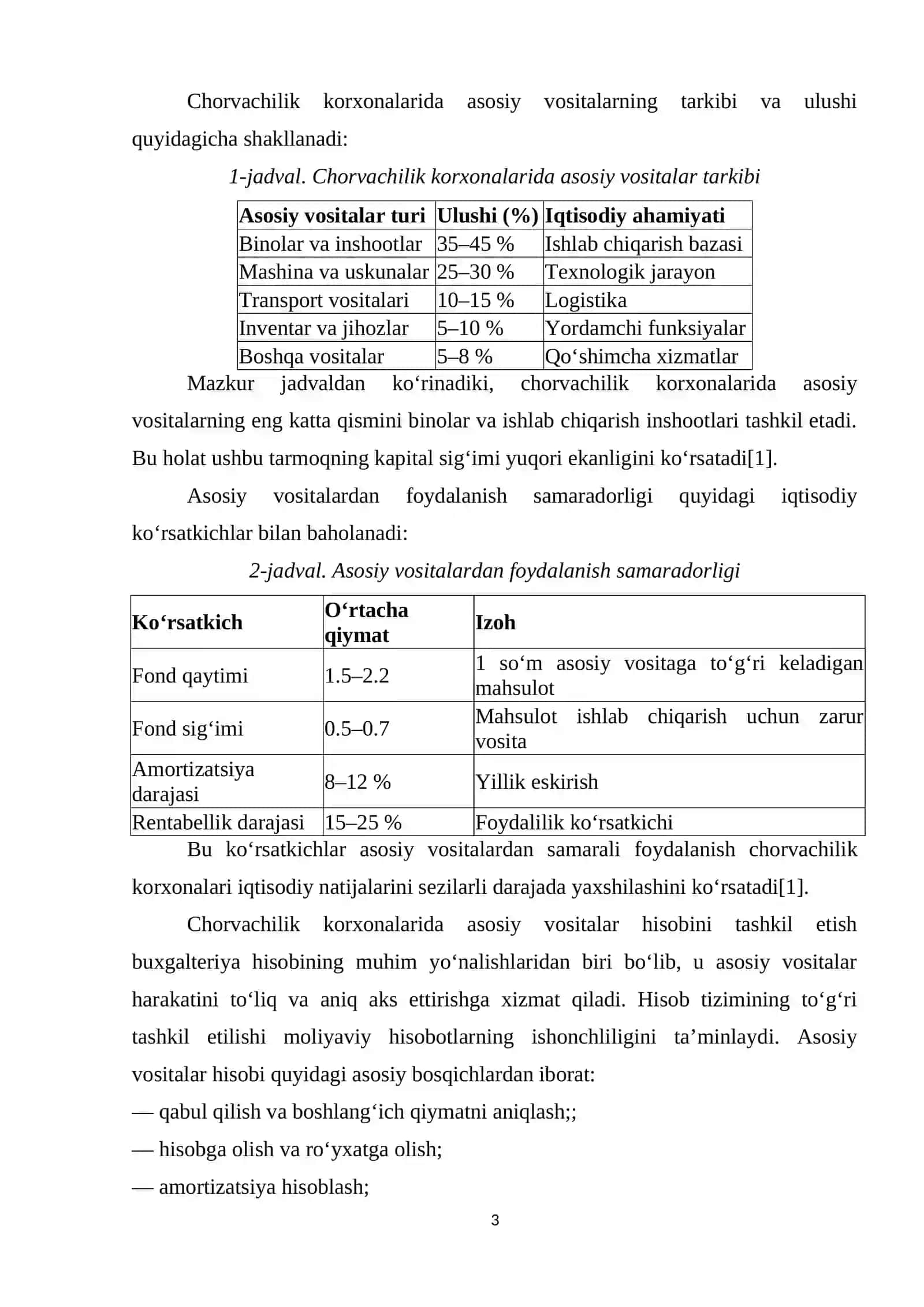 CHORVACHILIKKA IXTISOSLASHGAN KORXONALARDA ASOSIY VOSITALAR HISOBI VA AUDITI 3