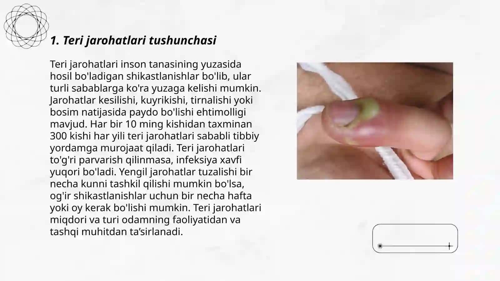 Teri jarohatlari(mikrojarohatlari) va yiringli yaralarda farmatsevtik yordam tamoyillari 3