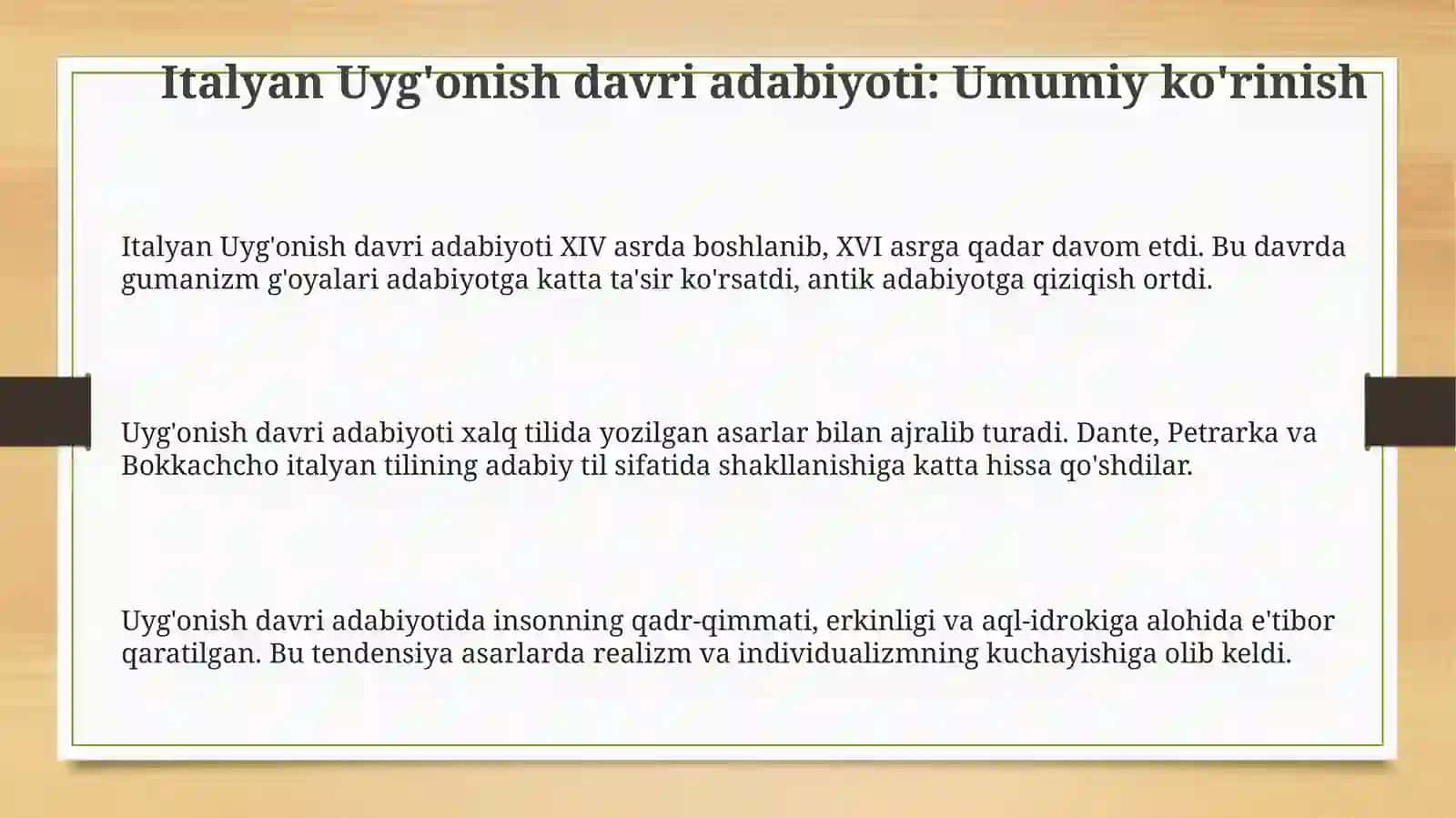 Italyan Uyg'onish davri adabiyoti: Umumiy ko'rinish 3