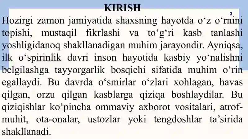 ILK O’SPIRINLARDA HAVAS KASB TANLASHDAGI YETAKCHI MOTIV SIFATIDA 3