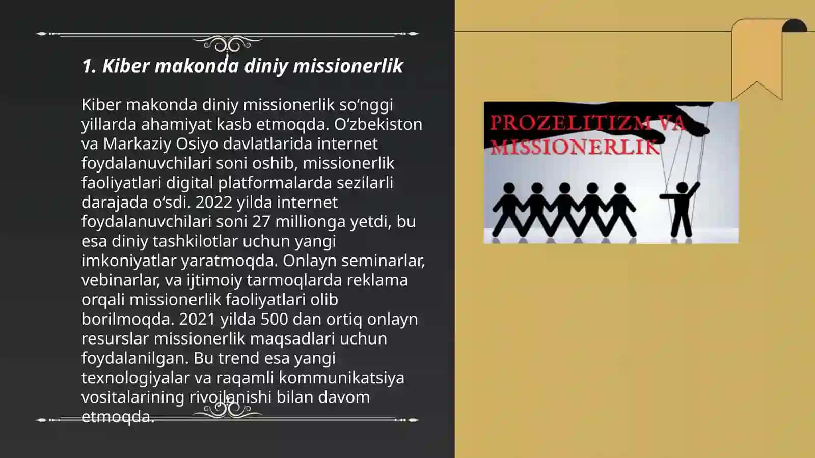 Kiber makonda din. Missionerlik va prozelitizmning ijtimoiy siyosiy xavfi 3