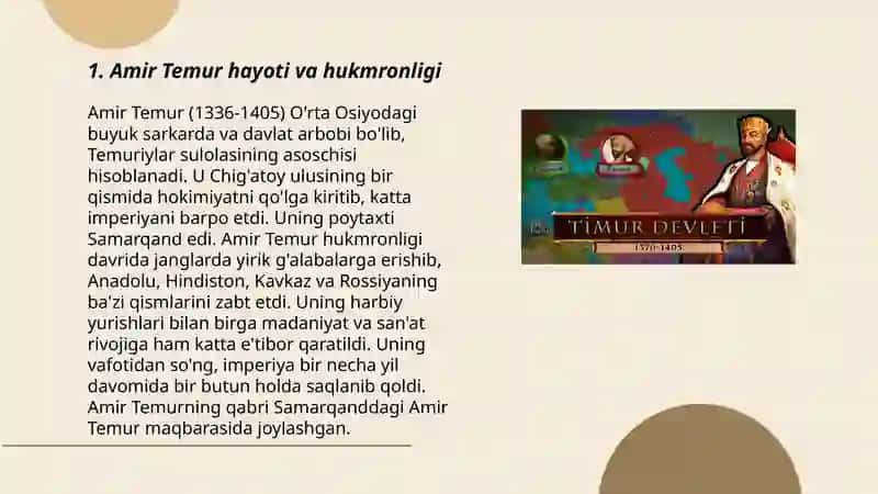 Amir Temur va Temuriylar davri madaniyati va san’ati 3