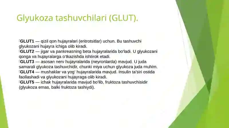 Glyukoza tashuvchilarining tuzilishi, spesifikligi, klinik ahamiyati. Glikogen kasalliklari. Uglevodlar almashinuvi boshqarilishining buzilishlari 3