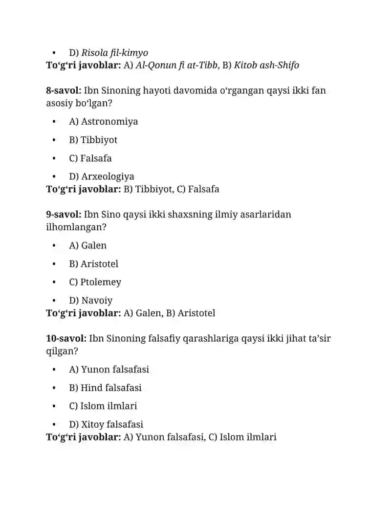 "Ibn Sinoning hayoti va ijodi" 3