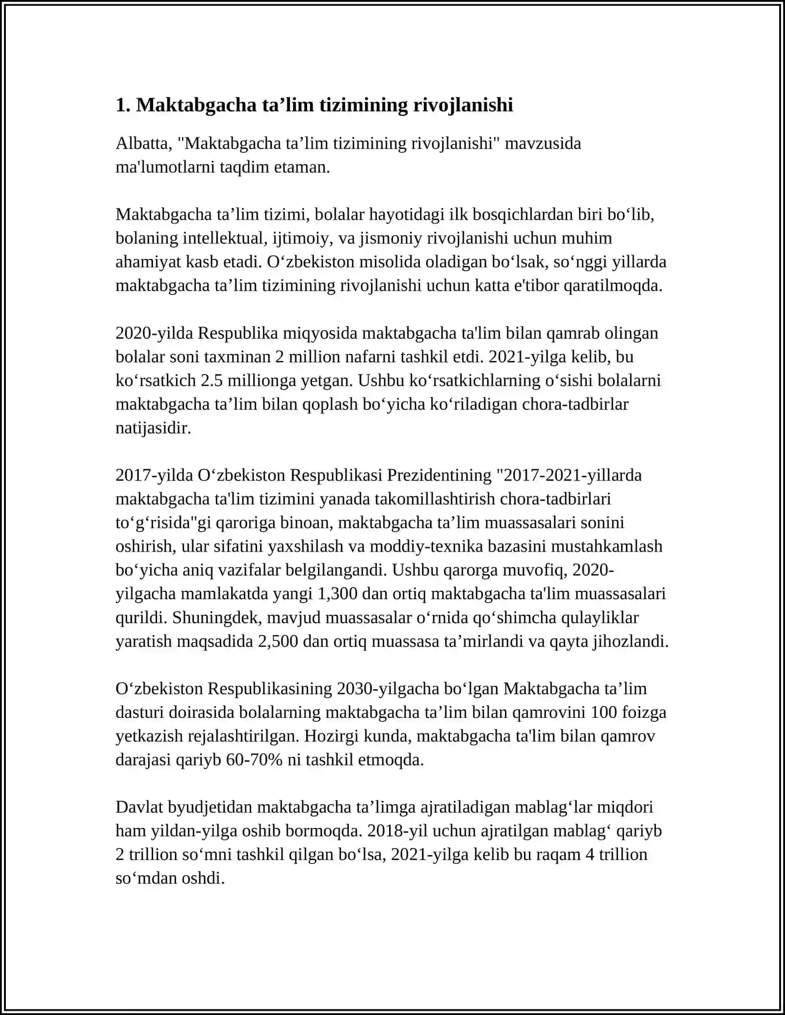 MAKTABGACHA TAʼLIM MUASSASASIDA TAʼLIM VA TARBIYANING OʻRNI 3