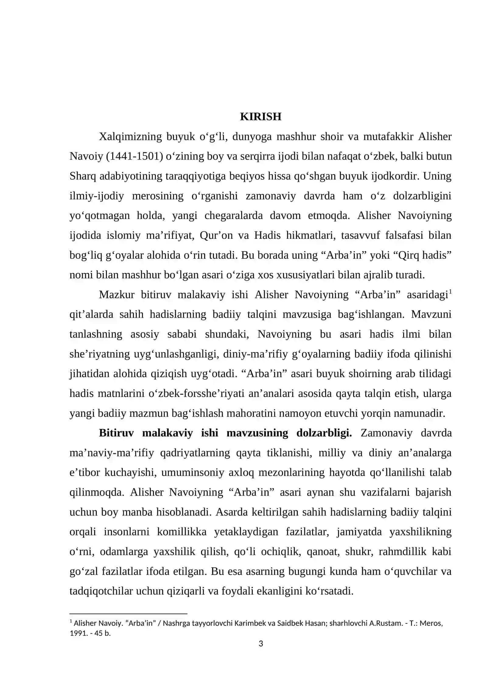 "Arba'in" asaridagi qit'alarda sahih hadisların badiiy talqini 3