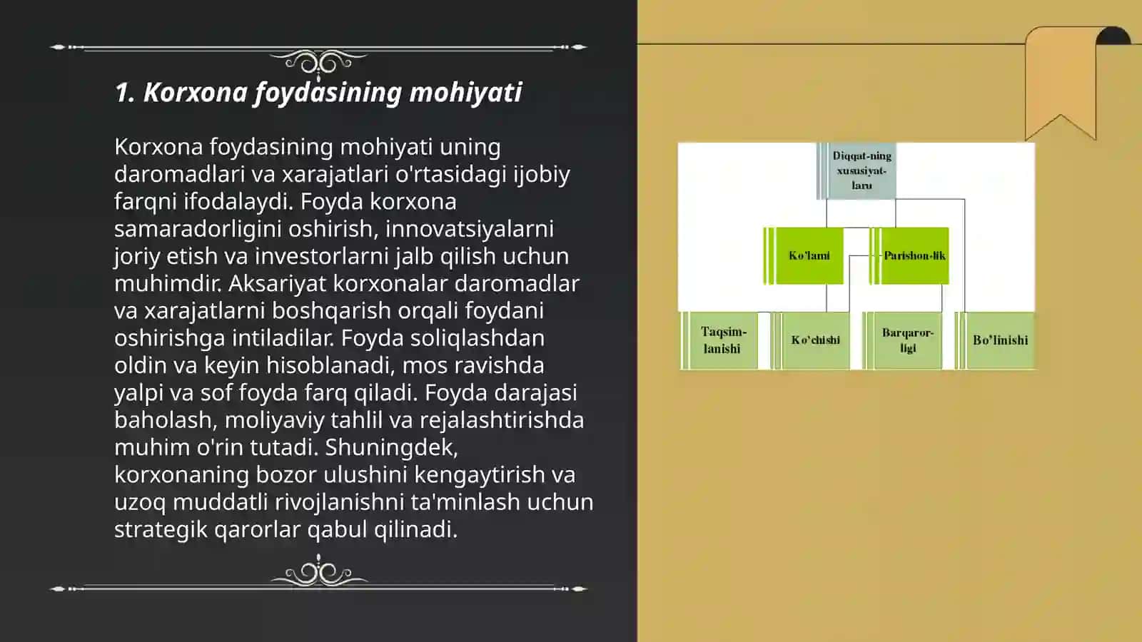 Korxona foydasi, uning taqsimlanishi va ishlatilinishi 3