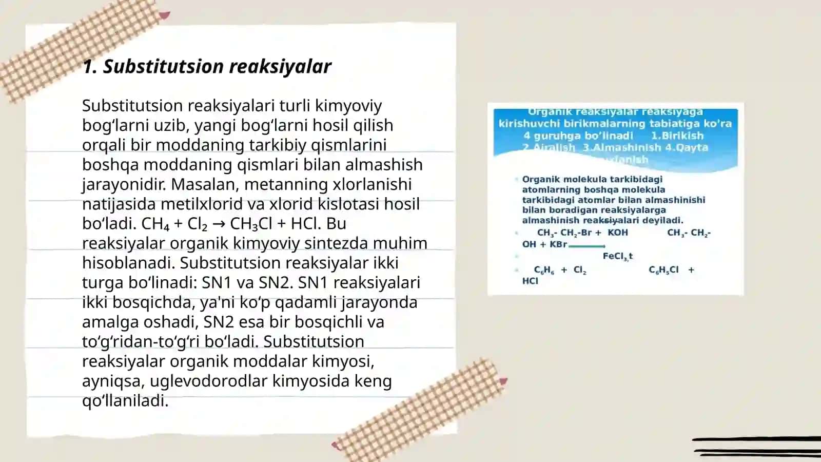 Organik reaksiyalarning turlari. Оrgаnik mоddаlаrdа elеktrоnоdоnоr vа elеktrоnоаksеptоr o’rinbоsаrlаrni аniqlаsh 3