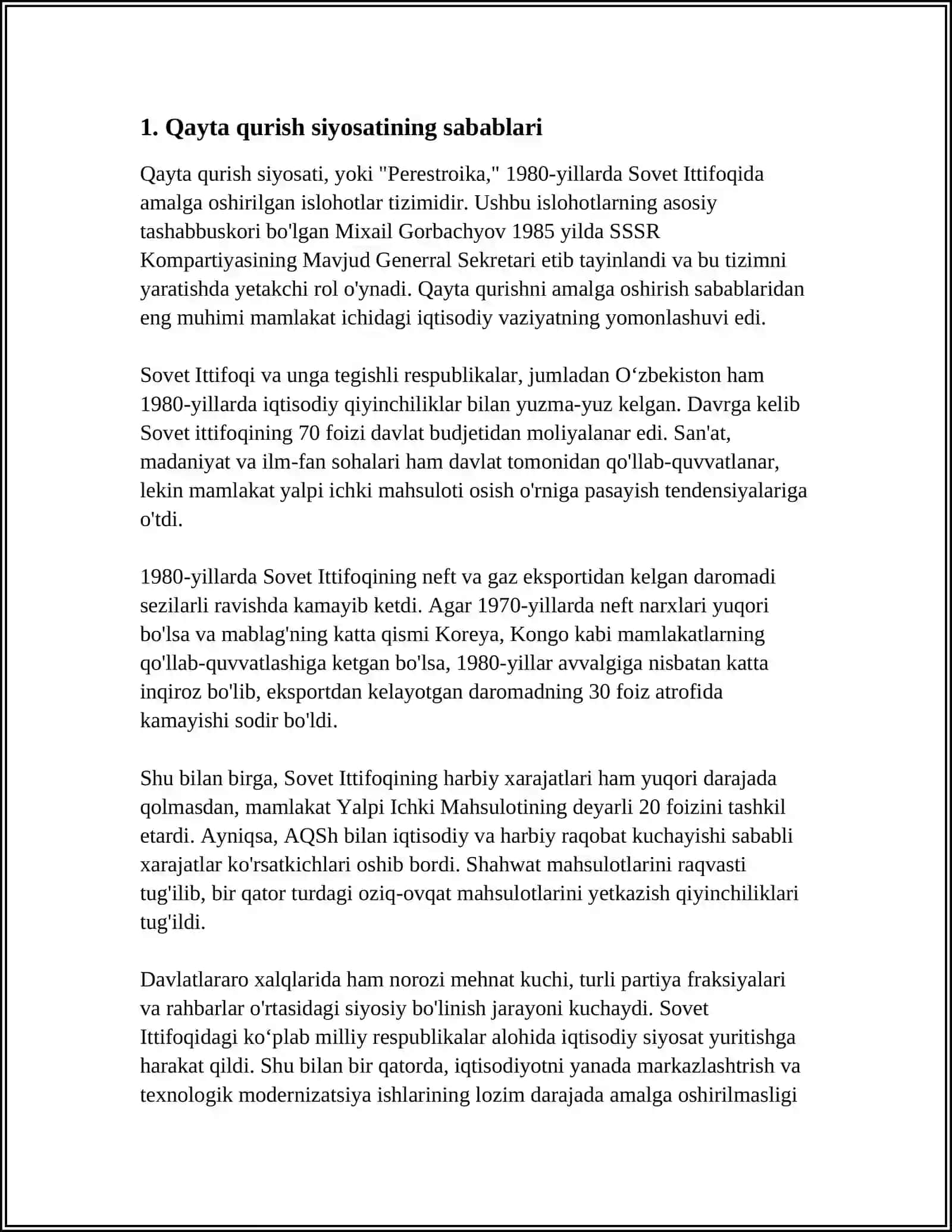 Oʻzbekistonda Qayta Qurish Siyosati 3