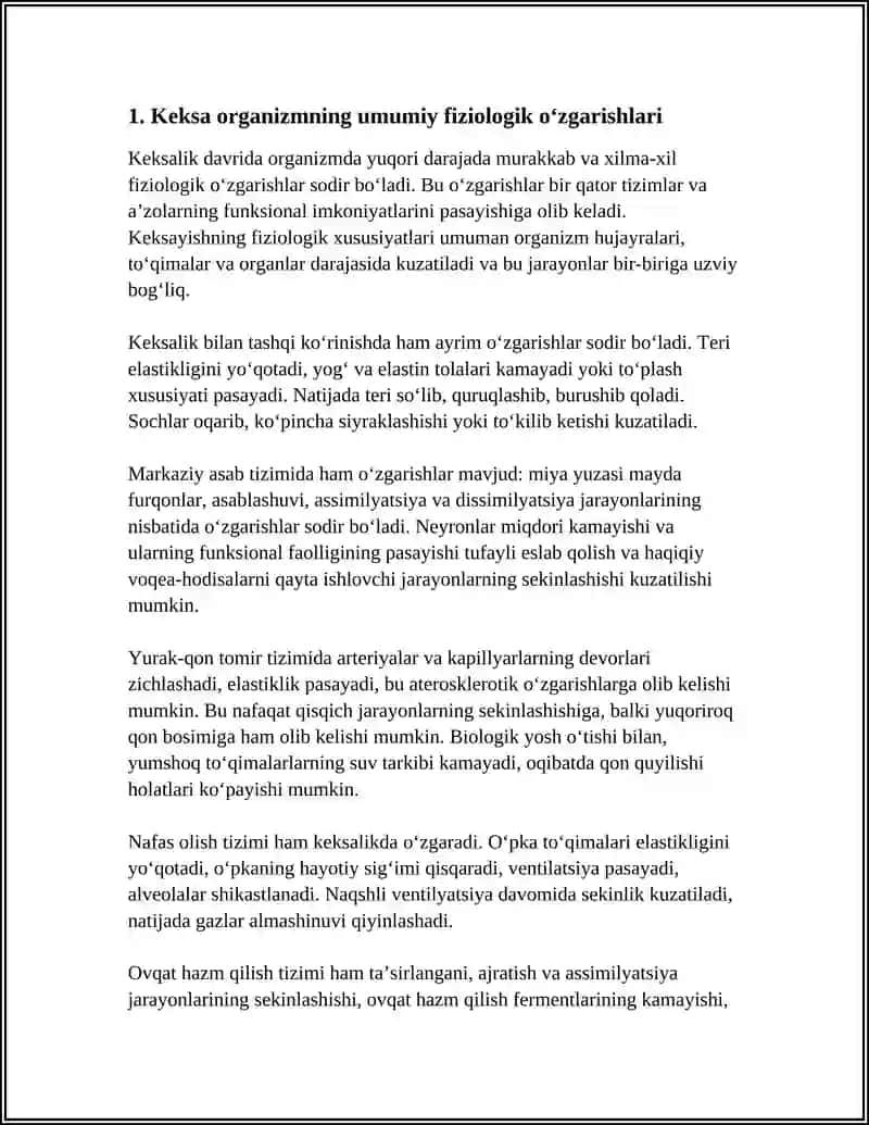 KEKSA BEMOR. KEKSA ORGANIZMNING FIZIALOGIK XUSUSIYATLARI 3