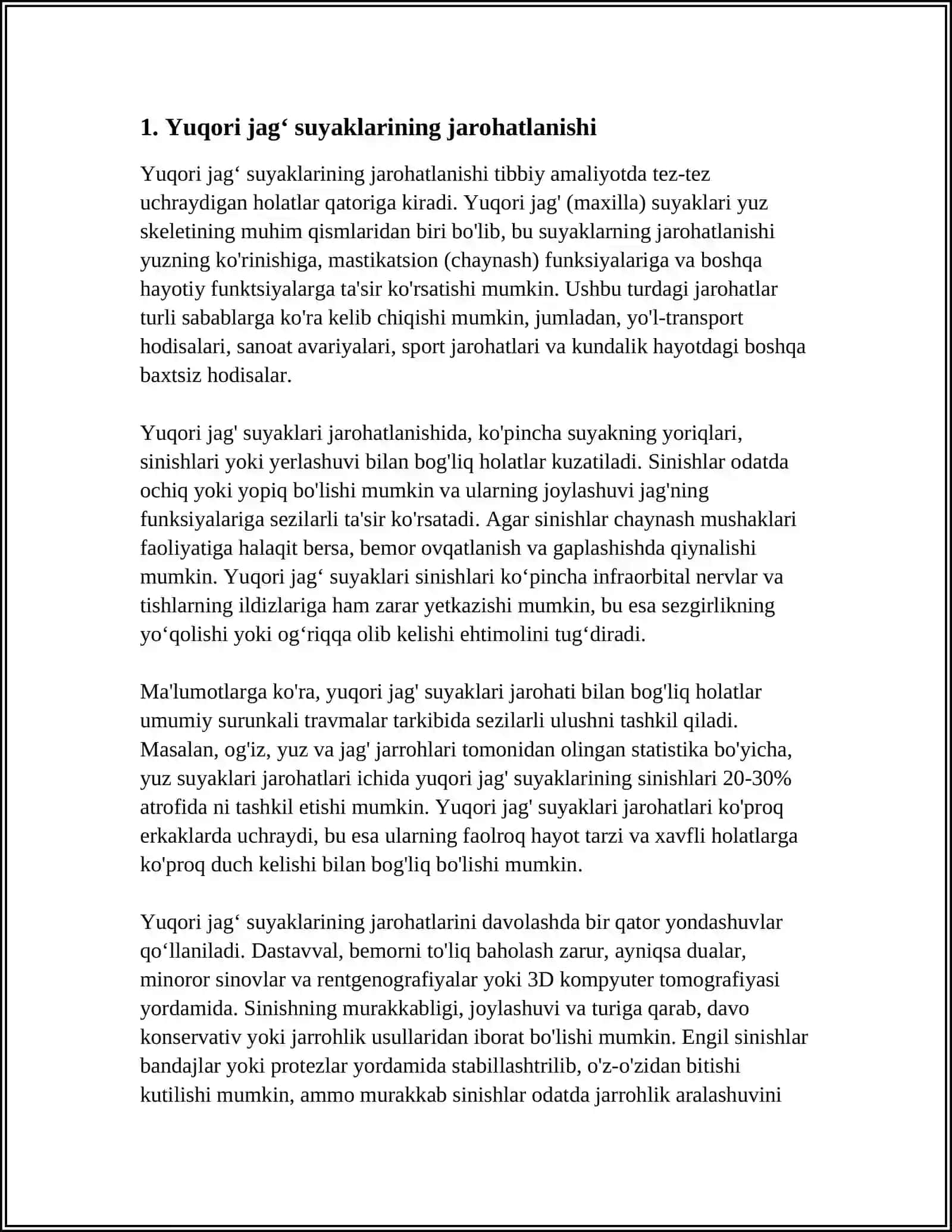YUZNING O‘RTA QISMI SUYAKLARINING JAROXATLANISHI 3