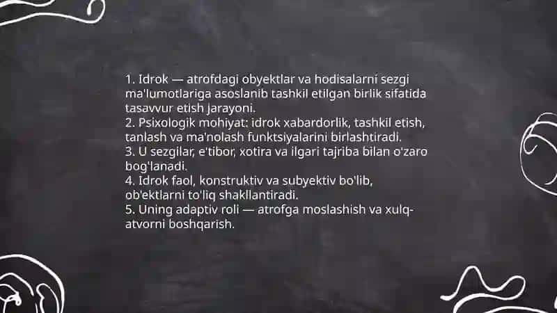 Idrok haqida umumiy tushuncha. Idrok turlari va xususiyatlari 3
