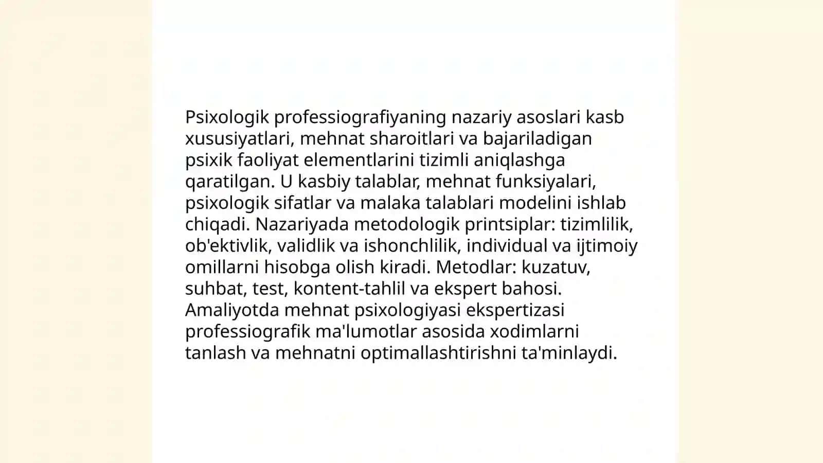 Psixologik professiografiya. Mehnat psixologiyasi ekspertizasi 3