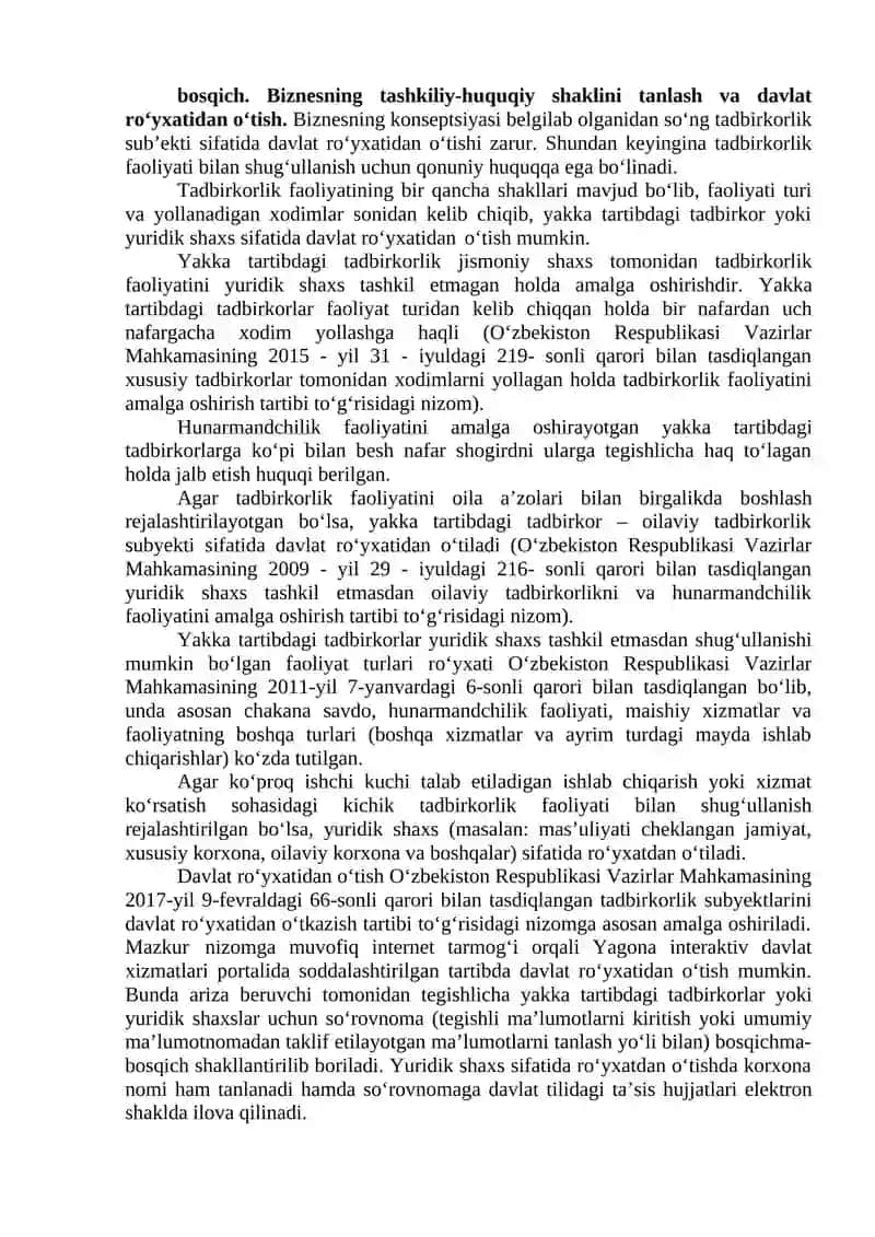 Biznes faoliyatini tashkil etish 3