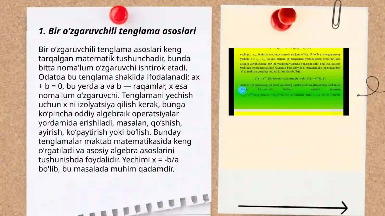 Bir oʻzgaruvchili tenglama asoslari 3