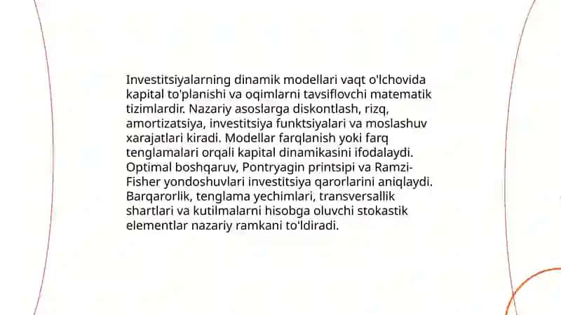 Investitsiyalarning dinamik modellari 3