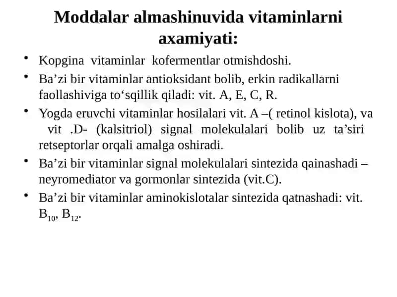 Vitaminlar. Yog‘da eruvchi vitaminlar. Tuzilishi va funksiyalari 3