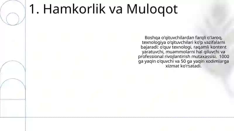 Texnologiya òqituvchisining boshqa òqituvchilardan farqli jihati va ularga qòyiladigan talablar 3