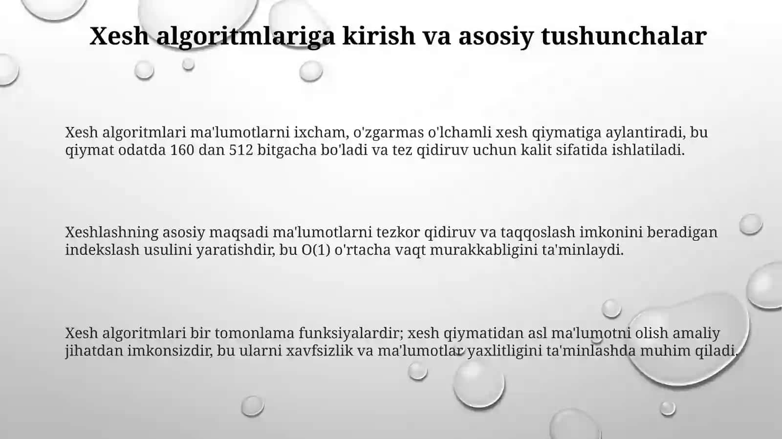Xesh algoritmlari va xesh jadvallari 3