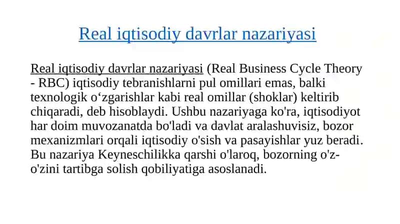 Real iqtisodiy davrlar nazariyasi 3