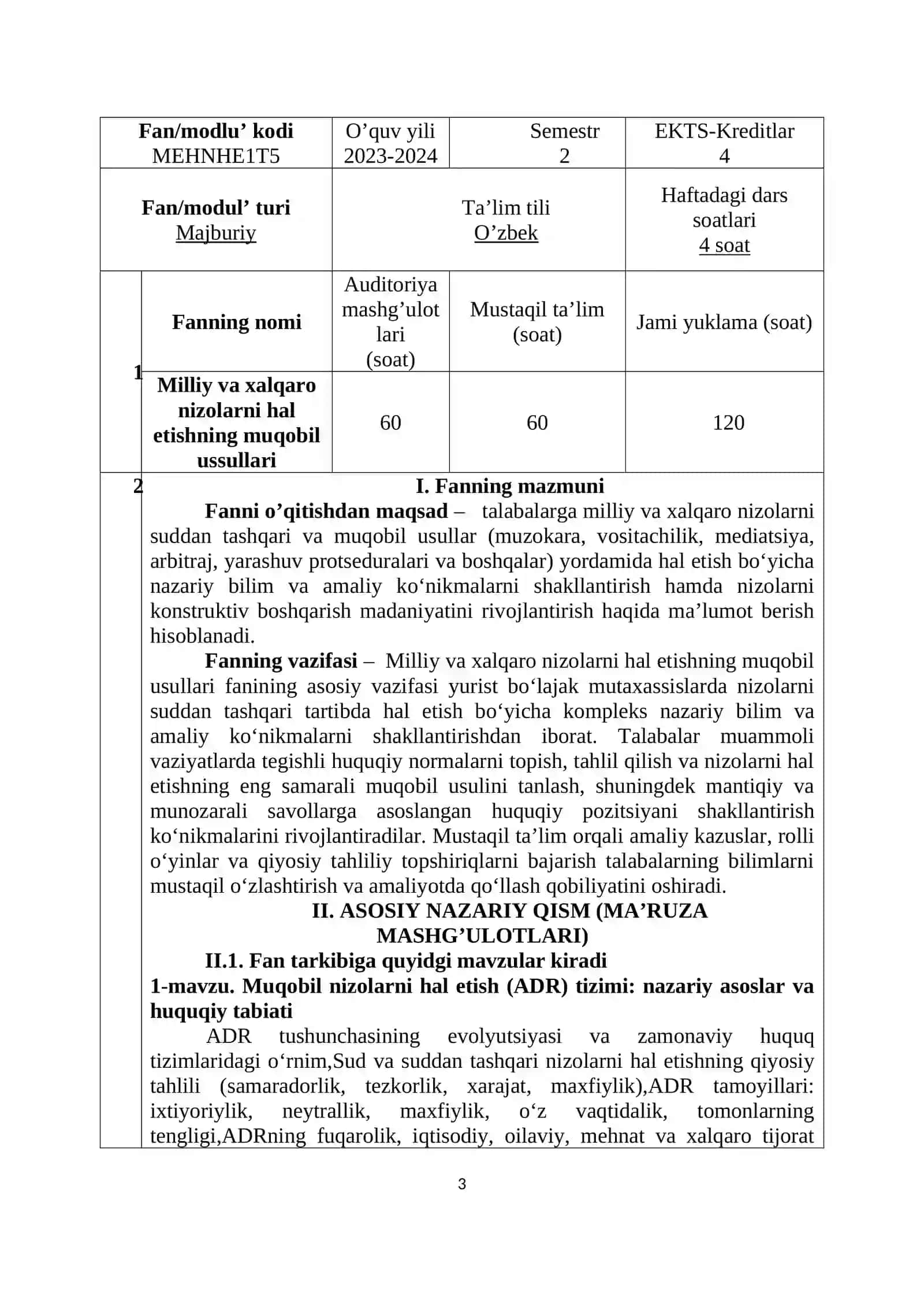 MILLIY VA XALQARO NIZOLARNI HAL ETISHNING MUQOBIL USSULLARI 3