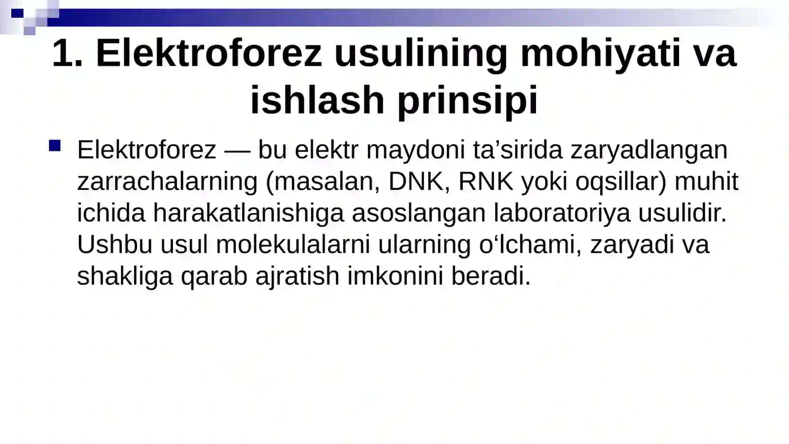 Elektroforez usulining Genomika fanida qo'llanilishi 3